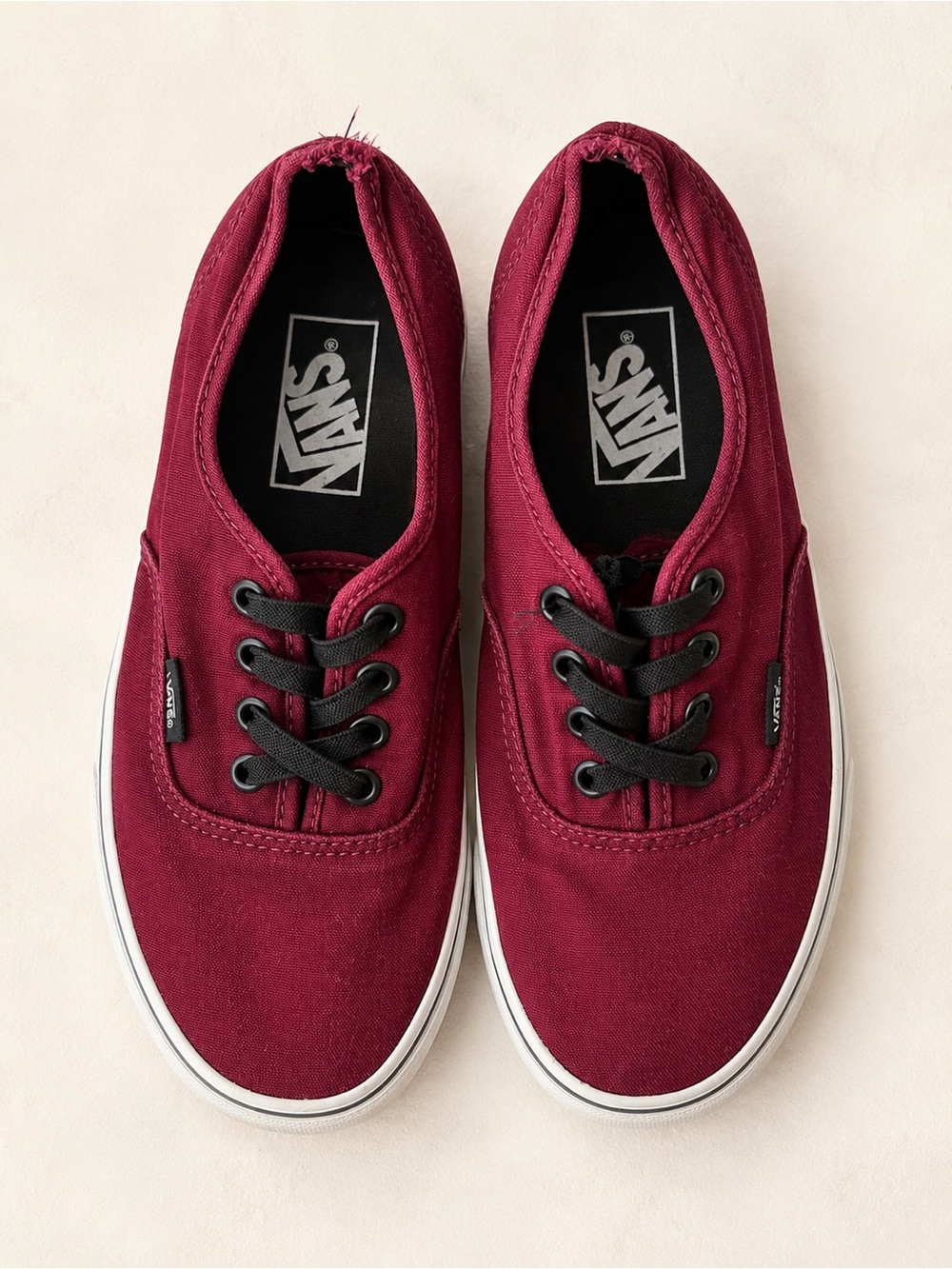 Vans Authentic Canvas Sneakers — Burgundy with White Sole / Men’s 5.5 Women’s 7